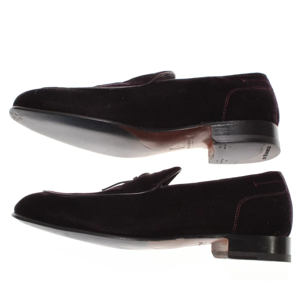 Di Bianco NWB Tasseled Slip On Loafers Size 9 US in Dark Purple Velvet